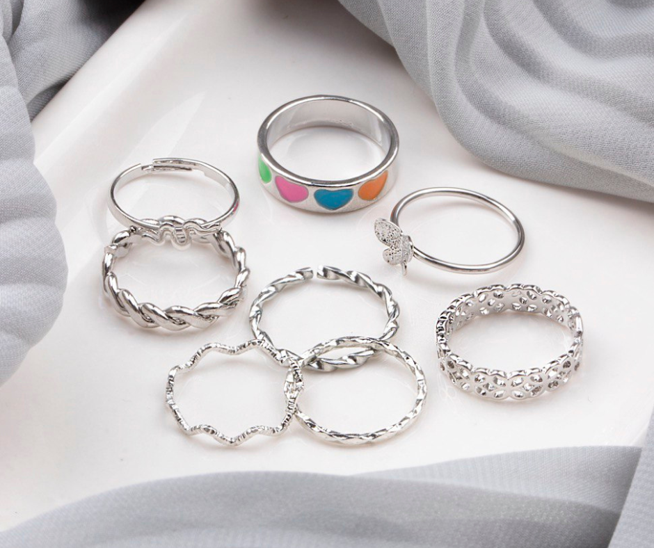 پک انگشتر نقره ای مدل 1 | فروشگاه گنج جواهر