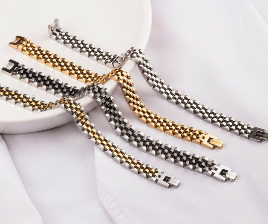 دستبند رولکس استیل مدل 10 | فروشگاه گنج جواهر